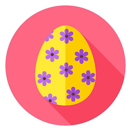 simsearch:400-08415392,k - Easter Egg with Floral Decor Circle Icon. Flat Design Vector Illustration with Long Shadow. Spring Christian Holiday Symbol. Photographie de stock - Aubaine LD & Abonnement, Code: 400-08414572