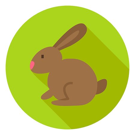 simsearch:400-08414575,k - Easter Rabbit Circle Icon with long Shadow.  Flat Design Vector Illustration with Long Shadow. Animal Bunny Symbol. Stock Photo - Budget Royalty-Free & Subscription, Code: 400-08414580