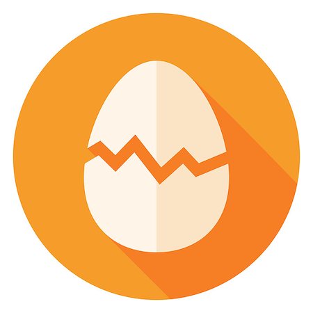 simsearch:400-08414575,k - Egg with Broken Eggshell Circle Icon. Flat Design Vector Illustration with Long Shadow. Food Symbol. Stock Photo - Budget Royalty-Free & Subscription, Code: 400-08414581