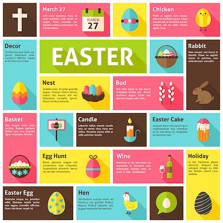 simsearch:400-08414575,k - Flat Vector Icons Infographic Easter Concept. Design elements for mobile and web applications with long shadow. Spring Christian Religious holiday. Stock Photo - Budget Royalty-Free & Subscription, Code: 400-08414582