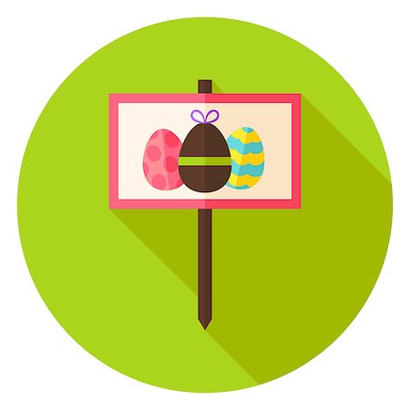 simsearch:400-08414575,k - Garden Sign with Easter Eggs Circle Icon. Flat Design Vector Illustration with Long Shadow. Spring Christian Holiday Symbol. Stock Photo - Budget Royalty-Free & Subscription, Code: 400-08414591