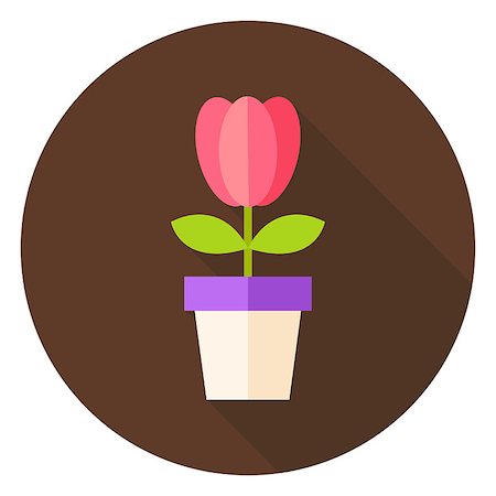 simsearch:400-08415392,k - Spring Tulip Flower in the Pot Circle Icon. Flat Design Vector Illustration with Long Shadow. Garden Plant Symbol. Photographie de stock - Aubaine LD & Abonnement, Code: 400-08414638