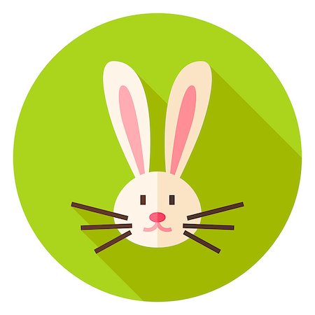 simsearch:400-08414575,k - Rabbit Face Circle Icon.  Flat Design Vector Illustration with Long Shadow. Animal Bunny Symbol. Stock Photo - Budget Royalty-Free & Subscription, Code: 400-08414631