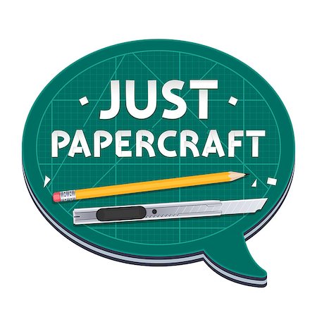 simsearch:400-08195370,k - Inscription Just papercraft on a cutting mat with equipment. Isolated on white background. Clipping paths included. Stock Photo - Budget Royalty-Free & Subscription, Code: 400-08414830