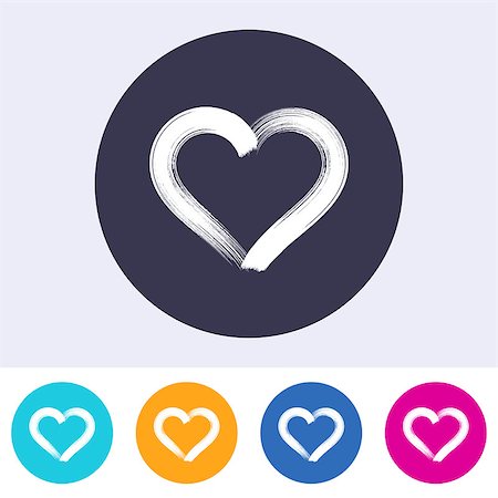 simsearch:400-08625440,k - Single vector heart icon on round colorful buttons Stock Photo - Budget Royalty-Free & Subscription, Code: 400-08414966