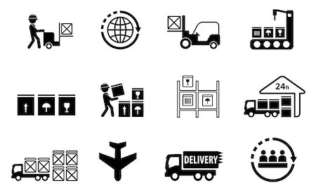 simsearch:400-08499668,k - cargo delivery concept icons set on white background Stock Photo - Budget Royalty-Free & Subscription, Code: 400-08415061