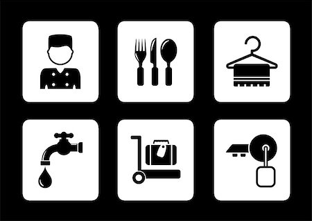 simsearch:400-07262064,k - set of hotel icons on black background Stock Photo - Budget Royalty-Free & Subscription, Code: 400-08415063