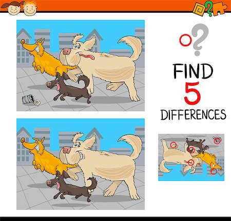 simsearch:400-08410906,k - Cartoon Illustration of Finding Differences Educational Task for Preschool Children with Running Dogs Foto de stock - Super Valor sin royalties y Suscripción, Código: 400-08415250