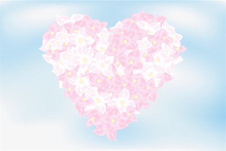 Heart formed by hortensia flowers on light-blue sky Stock Photo - Budget Royalty-Free & Subscription, Code: 400-08415317