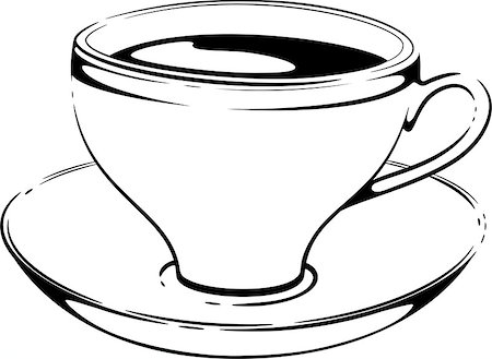 simsearch:400-08788133,k - Cup of coffee. Sketch. Vector on white. Stock Photo - Budget Royalty-Free & Subscription, Code: 400-08415346