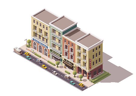 simsearch:400-08301241,k - Isometric town street with tourism related buildings Stock Photo - Budget Royalty-Free & Subscription, Code: 400-08415355