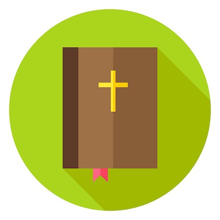 simsearch:400-08414575,k - Bible Book with Bookmark and Cross Circle Icon. Flat Design Vector Illustration with Long Shadow. Christian Symbol. Stock Photo - Budget Royalty-Free & Subscription, Code: 400-08415385