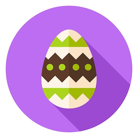 simsearch:400-08414575,k - Easter Egg with Ornament Decor Circle Icon. Flat Design Vector Illustration with Long Shadow. Spring Christian Holiday Symbol. Stock Photo - Budget Royalty-Free & Subscription, Code: 400-08415397