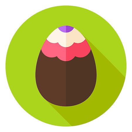 simsearch:400-08414575,k - Easter Egg with Wave Ornament Circle Icon. Flat Design Vector Illustration with Long Shadow. Spring Christian Holiday Symbol. Stock Photo - Budget Royalty-Free & Subscription, Code: 400-08415398