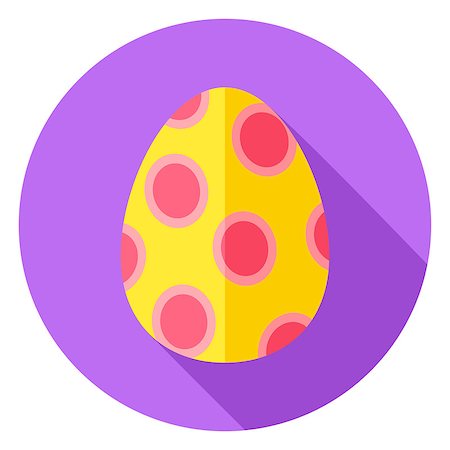 simsearch:400-08414575,k - Easter Egg with Big Circles Decor Circle Icon. Flat Design Vector Illustration with Long Shadow. Spring Christian Holiday Symbol. Stock Photo - Budget Royalty-Free & Subscription, Code: 400-08415392