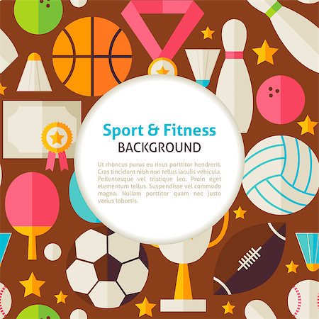 flat soccer ball - Sport and Fitness Pattern Background. Flat Style Vector Illustration for Recreation and Competition Promotion Template. Corporate Identity with Text. Stock Photo - Budget Royalty-Free & Subscription, Code: 400-08415409