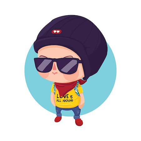 simsearch:400-08415463,k - Vector Illustration of A Young Hipster Boy Cartoon Character Stock Photo - Budget Royalty-Free & Subscription, Code: 400-08415463