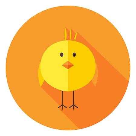 simsearch:400-08414575,k - Yellow Chick Circle Icon with long Shadow. Flat Design Vector Illustration with Long Shadow. Animal Bird Symbol. Stock Photo - Budget Royalty-Free & Subscription, Code: 400-08415489