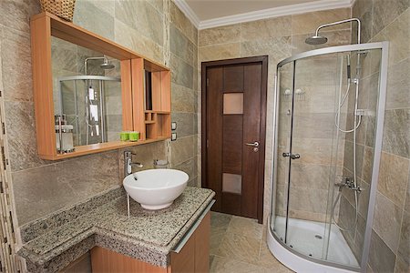 shower cubicle - Interior design of a luxury show home bathroom with shower cubicle Stock Photo - Budget Royalty-Free & Subscription, Code: 400-08415498