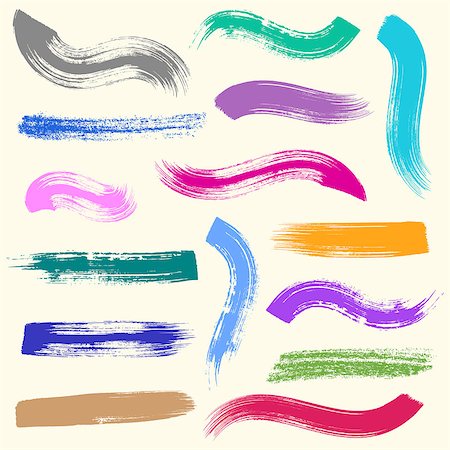 simsearch:400-08410775,k - Big vector retro colorful brush strokes collection isolated Stock Photo - Budget Royalty-Free & Subscription, Code: 400-08415608