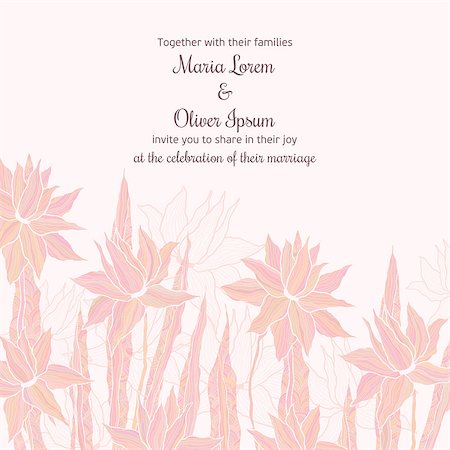 simsearch:400-08162351,k - Wedding invitation template with sttylish flowers in soft pastel colors Stock Photo - Budget Royalty-Free & Subscription, Code: 400-08415749