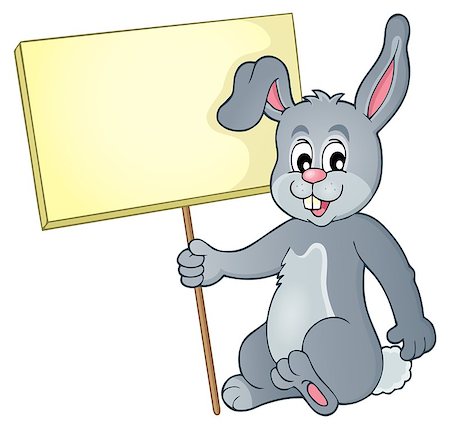 rabbit ears clipart - Rabbit with sign theme image 1 - eps10 vector illustration. Stock Photo - Budget Royalty-Free & Subscription, Code: 400-08415797
