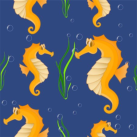 drawing of fishing - Funny sea horse. Seamless background. Marine and underwater themes. Stock Photo - Budget Royalty-Free & Subscription, Code: 400-08415873