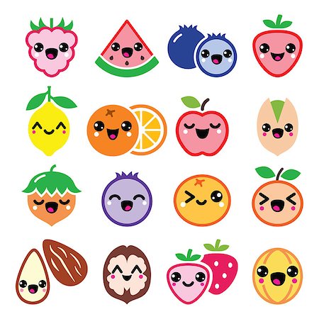 Vector icons set of Japanese Kawaii in color isolated on white Stock Photo - Budget Royalty-Free & Subscription, Code: 400-08415898