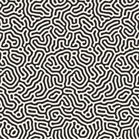 Vector Seamless Black and White Organic Rounded Lines Maze Coral Pattern Abstract Background Stock Photo - Budget Royalty-Free & Subscription, Code: 400-08415931