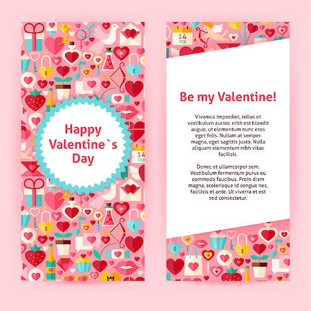 simsearch:400-08836108,k - Flyer Template of Happy  Valentine Day Objects and Elements. Flat Style Design Vector Illustration of Brand Identity for Wedding Promotion. Colorful Pattern for Love Advertising. Foto de stock - Super Valor sin royalties y Suscripción, Código: 400-08416037