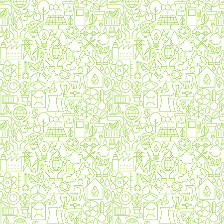 pictogram lines - Thin Line Go Green Ecology White Seamless Pattern. Vector Website Design and Tile Background in Trendy Modern Outline Style. Environment and Eco. Foto de stock - Super Valor sin royalties y Suscripción, Código: 400-08416077