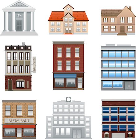 simsearch:400-08264240,k - Buildings icons set isolated vector on white background Photographie de stock - Aubaine LD & Abonnement, Code: 400-08410029