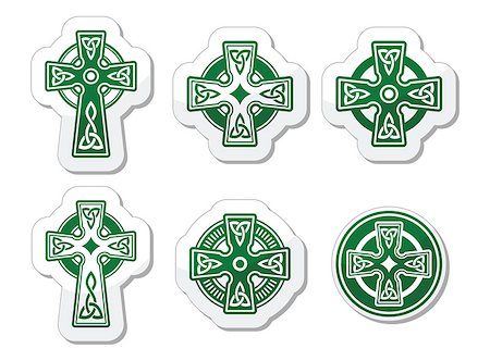 simsearch:400-04788857,k - Celtic crosses white pattern set isolated on white Foto de stock - Super Valor sin royalties y Suscripción, Código: 400-08410020