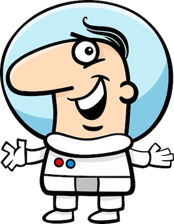 Cartoon Illustration of Funny Astronaut in Space Suit Stock Photo - Budget Royalty-Free & Subscription, Code: 400-08410055