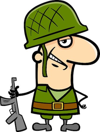 simsearch:400-05030782,k - Cartoon Illustration of Soldier in Military Uniform Professional Occupation Stock Photo - Budget Royalty-Free & Subscription, Code: 400-08410059