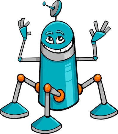 simsearch:400-08813093,k - Cartoon Illustration of Funny Robot Comic Character Stockbilder - Microstock & Abonnement, Bildnummer: 400-08410067