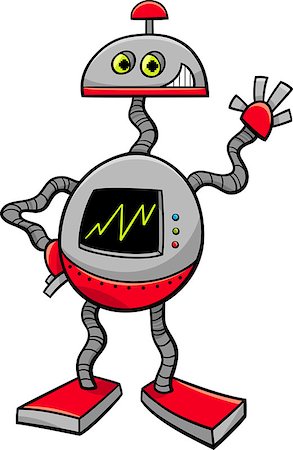 simsearch:400-07052452,k - Cartoon Illustration of Robot or Droid Science Fiction Character Stockbilder - Microstock & Abonnement, Bildnummer: 400-08410069