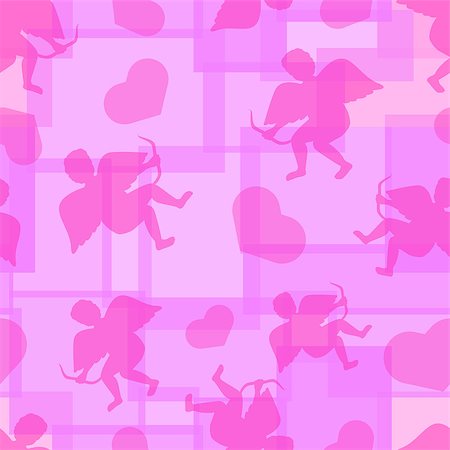 Pink cupids. Seamless background. Stock Photo - Budget Royalty-Free & Subscription, Code: 400-08410097