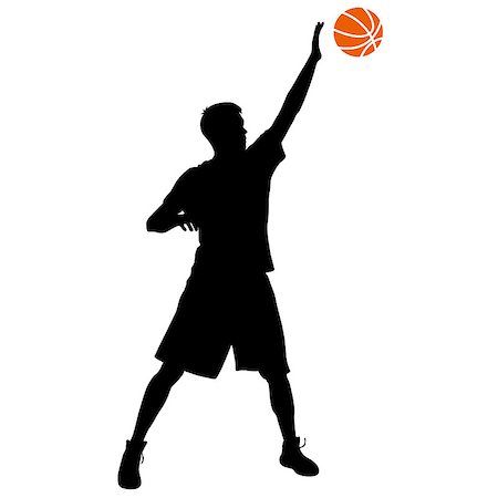 Black silhouettes of men playing basketball on a white background. Vector illustration. Stock Photo - Budget Royalty-Free & Subscription, Code: 400-08410218