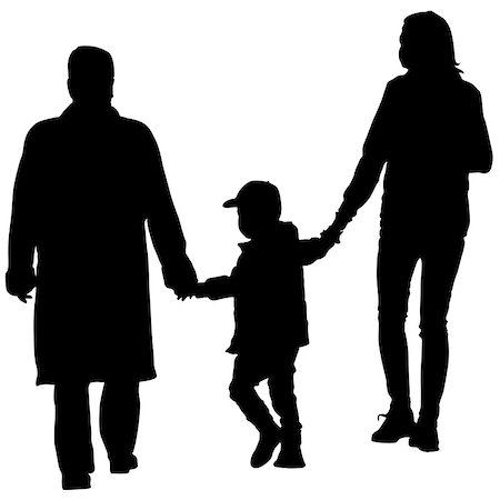 Black silhouettes Family on white background. Vector illustration. Stock Photo - Budget Royalty-Free & Subscription, Code: 400-08410219