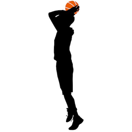 Black silhouettes of men playing basketball on a white background. Vector illustration. Stock Photo - Budget Royalty-Free & Subscription, Code: 400-08410221
