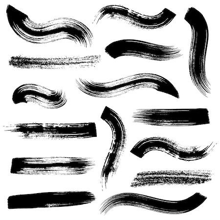 simsearch:400-08410775,k - Big vector black brush strokes collection on white Stock Photo - Budget Royalty-Free & Subscription, Code: 400-08410303