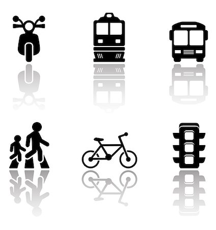 simsearch:400-08294017,k - set of black road symbols with reflection silhouette Stock Photo - Budget Royalty-Free & Subscription, Code: 400-08410424