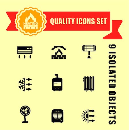 simsearch:400-08573713,k - quality heating icon set with red ribbon Photographie de stock - Aubaine LD & Abonnement, Code: 400-08410423