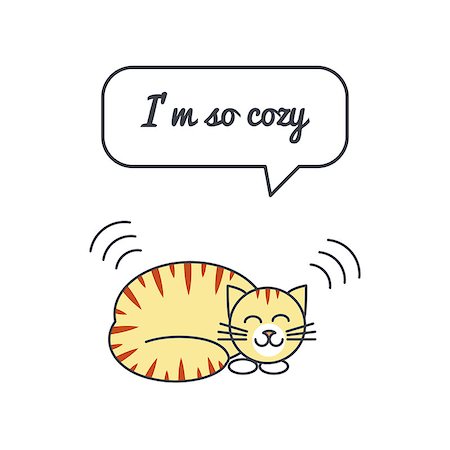simsearch:400-04871184,k - Happy purring cat with speech bubble and saying. Vector color line  llustration card on white background. You can put your own text in the bubble. Cat adoption concept. Photographie de stock - Aubaine LD & Abonnement, Code: 400-08410519