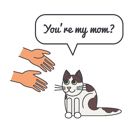 simsearch:400-04871184,k - Spotty cat with speech bubble and saying.Vector color line illustration card on white background. You can put your own text in the bubble. Cat adoption concept. Photographie de stock - Aubaine LD & Abonnement, Code: 400-08410525