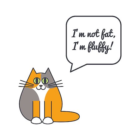 simsearch:400-04871184,k - Happy furry fat cat with speech bubble and saying. Vector color line illustration card on white background. You can put your own text in the bubble. Cat adoption concept. Photographie de stock - Aubaine LD & Abonnement, Code: 400-08410522