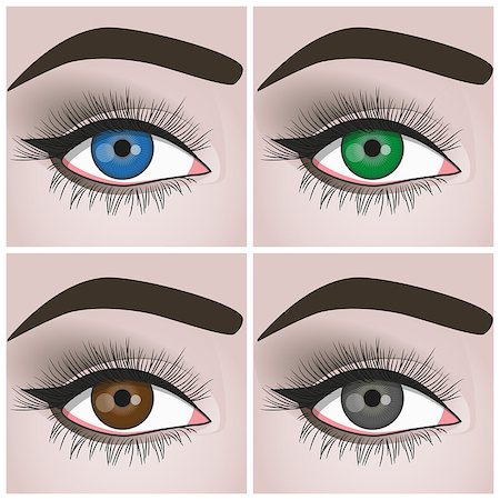 set of female eyes of different colors Stock Photo - Budget Royalty-Free & Subscription, Code: 400-08410620