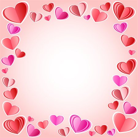 simsearch:400-08410647,k - Vector square frame made of hearts - perfect for Valentine day greeting Stock Photo - Budget Royalty-Free & Subscription, Code: 400-08410645