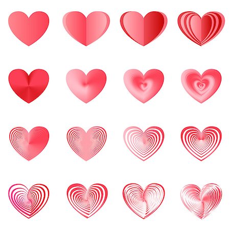 simsearch:400-08963655,k - red hearts - love symbol, vector illustrations set Photographie de stock - Aubaine LD & Abonnement, Code: 400-08410646